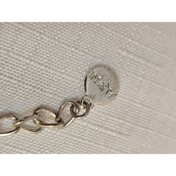 Alfani Oval Silver Toned Pendant Rhinestone Statement Necklace 32" Chain - Picture 6 of 7